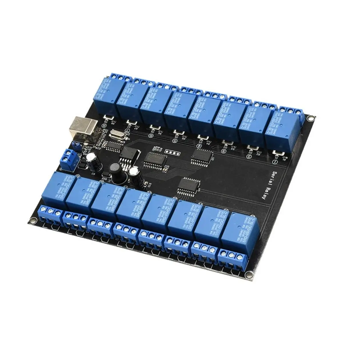 -[T171C Digital]DC 7V-38V USB Serial Relay Module 16 Channel USB Power Supply Development Board Relay Module for Smart Home