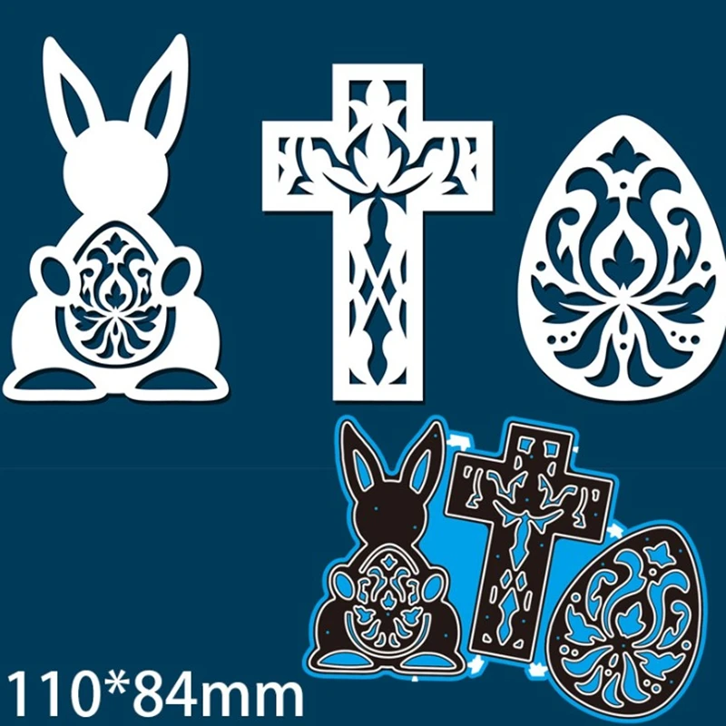 Cutting Dies Easter 3D Rabbit Eggs Metal Cutting Dies Stencil for DIY Scrapbooking Paper Card Making Embossing Craft Rabbit Dies