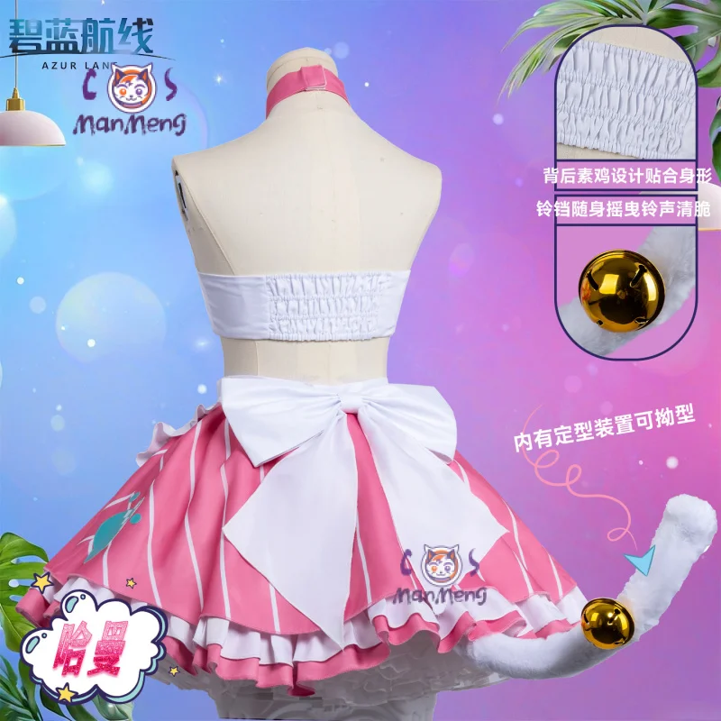 

Anime Azur Lane USS Hammann Cosplay Costume New girl maid dress apron socks tie Halloween party Lolita woman Hammann uniform