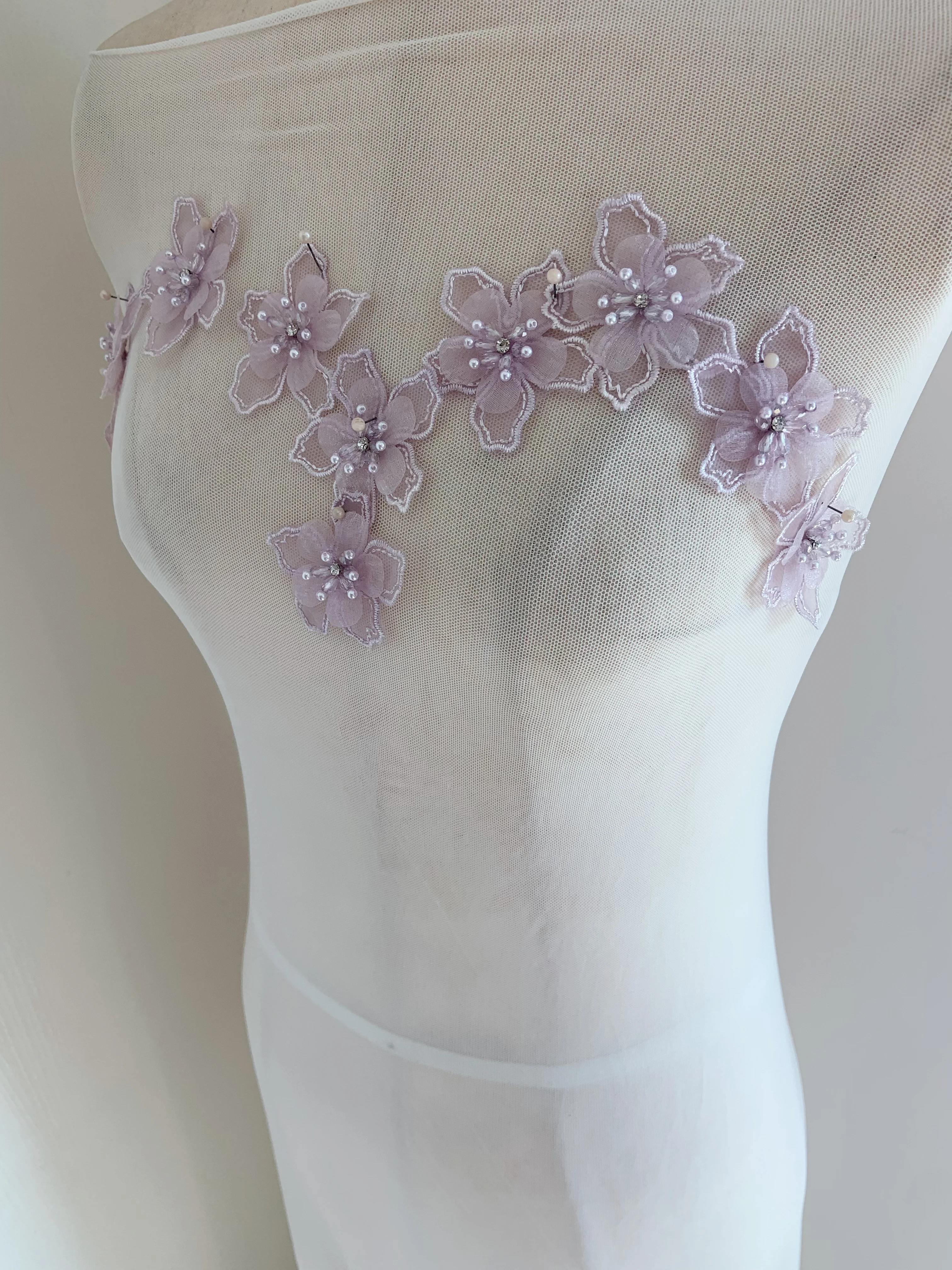 10 قطع من حبات اللؤلؤ المصنوعة يدويًا من حجر الراين الأرجواني يبدأ رقعة الأورجانزا للملابس DIY الخياطة #1