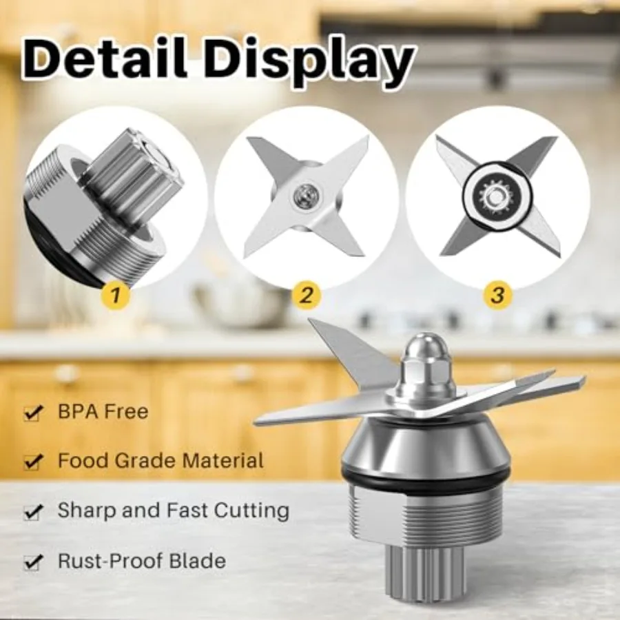 Blade Replacement Parts Blender Wet Blade Replacement Assembly with Wrench and Drive Socket Replacement Compatible With 64oz an