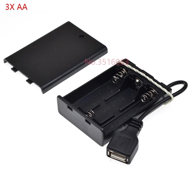 1Pcs USB Female AA Battery Box With Switch 1AA/2AA/3AA/4AA 1X/2X/3X/4X Slot Battery Holder Case With Plug 1.5V/3V/4.5V/7V/9V/12V