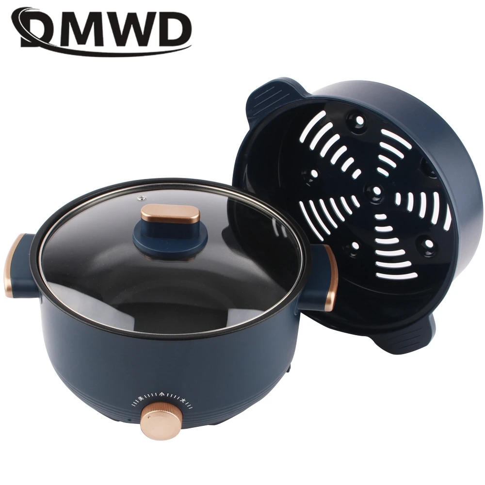 DMWD Electric Cooking Machine Large Hot Pot Frying Pan Noodles Porridge Soup Pot Multicooker Food Steamer Breakfast Maker 220V