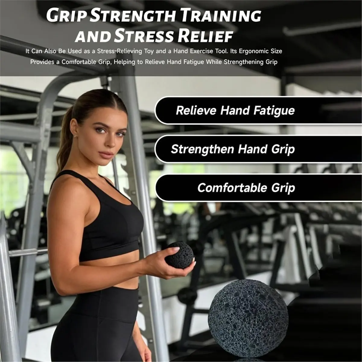 (A75U]  Ball Removal From Hands, Rock Climbing Grip Trainer, Grip Ball, Anti-Sweat Lava Stone Sphere, Oil Diffuser Stone
