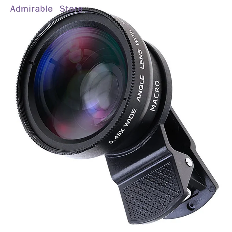 [W]2in1 Fisheye Phone Lens 0.45X Wide Angle Zoom Fish Eye Macro Lenses Camera Kits With Clip Lens On The Phone For Smartphone