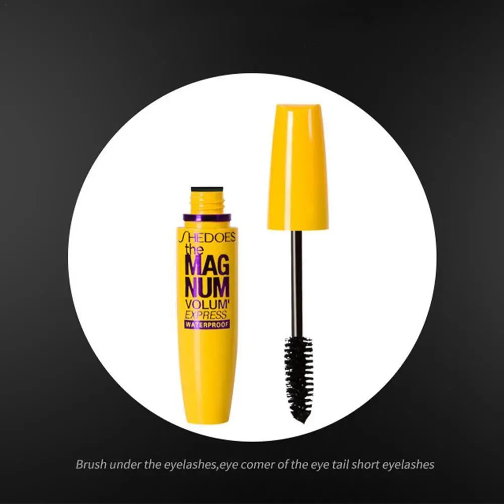 Waterproof Mascara 1PC Lengthening Black Silk Fiber Mascara for Eyelash Extensions Long Lasting Non smudge Yellow Banana Mascara