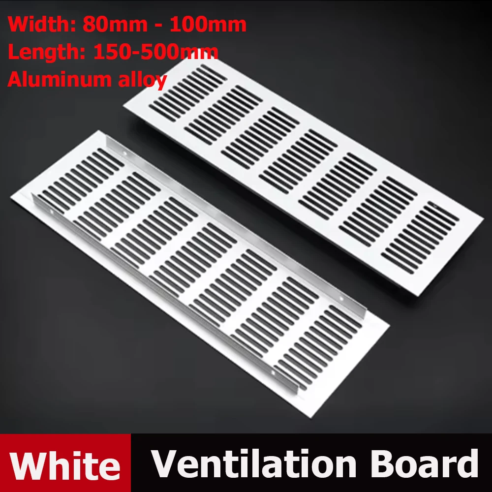 

Width80/100mm White Rectangula Aluminum Alloy Heat Dissipation Board Breathable Vent Grille Hole Panel Cabinet Equipment Cooling