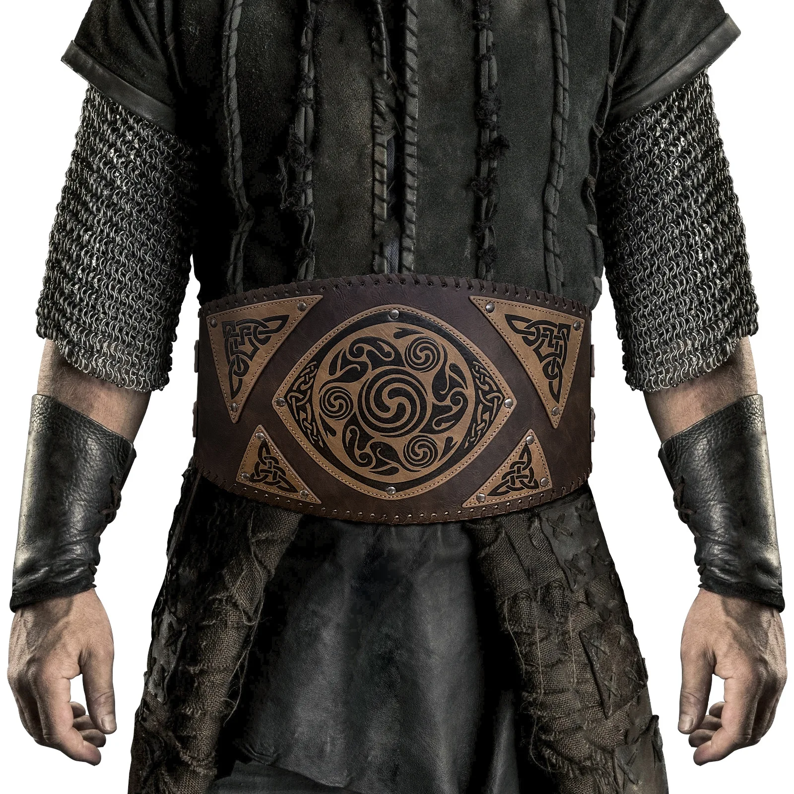 Mens Middeleeuwse Paisley Brede Riem Nordic Viking Stijl Vintage Cosplay Props voor Halloween Party