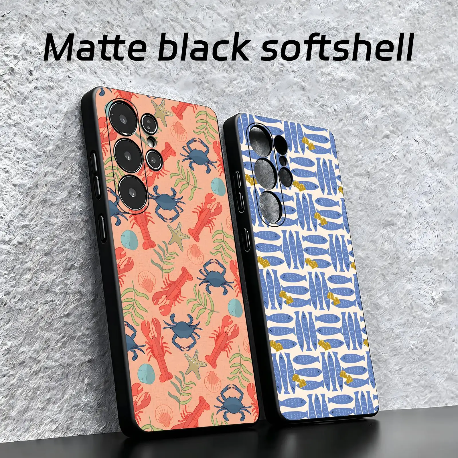Ins-Style Marine Life   Phone Case For Samsung S26 S25 S24 S23 S22 S21 S20 Ultra Note20 Soft black Shockproof Cover