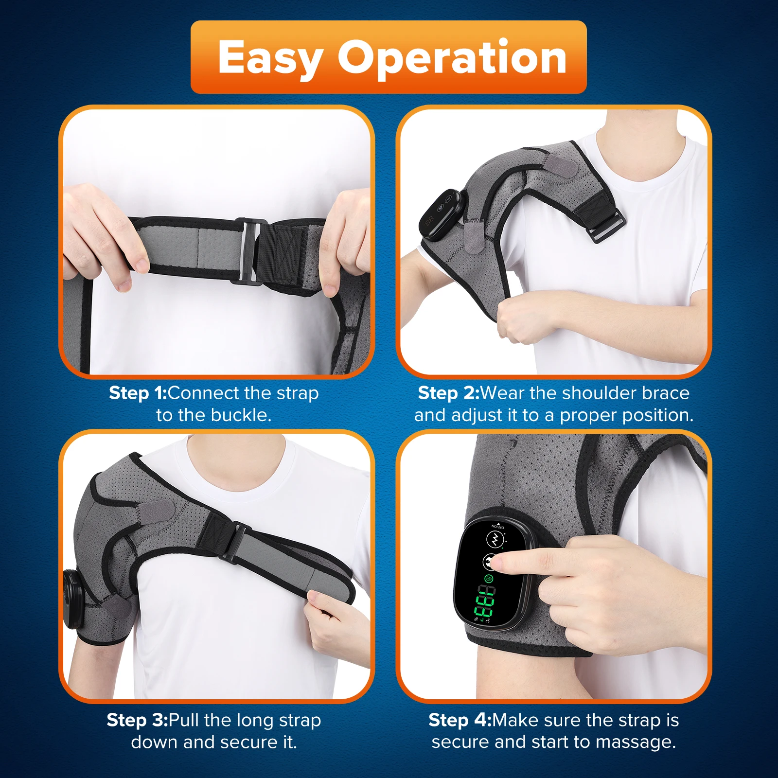 Electrically heated shoulder pads USB sports warming pads 5000 mA vibration heat massage device