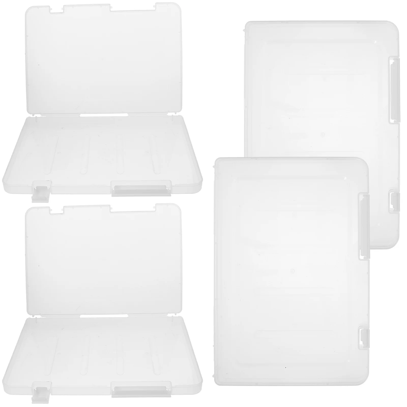 

4pcs A4 File Storage Boxes Portable Project Case Transparent Document Holder Magazine Protector Scrapbook Paper Storage Office