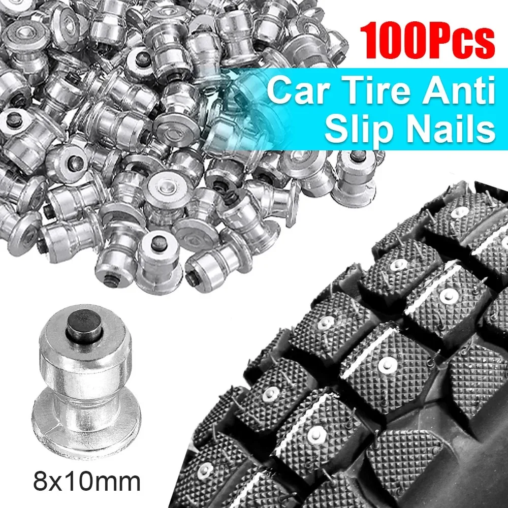 100x Car Tires Studs Screw Snow Spikes Wheel Tyre Snow Chains Studs Winter Wheel Lugs For Shoes ATV Car Motorcycle Tire