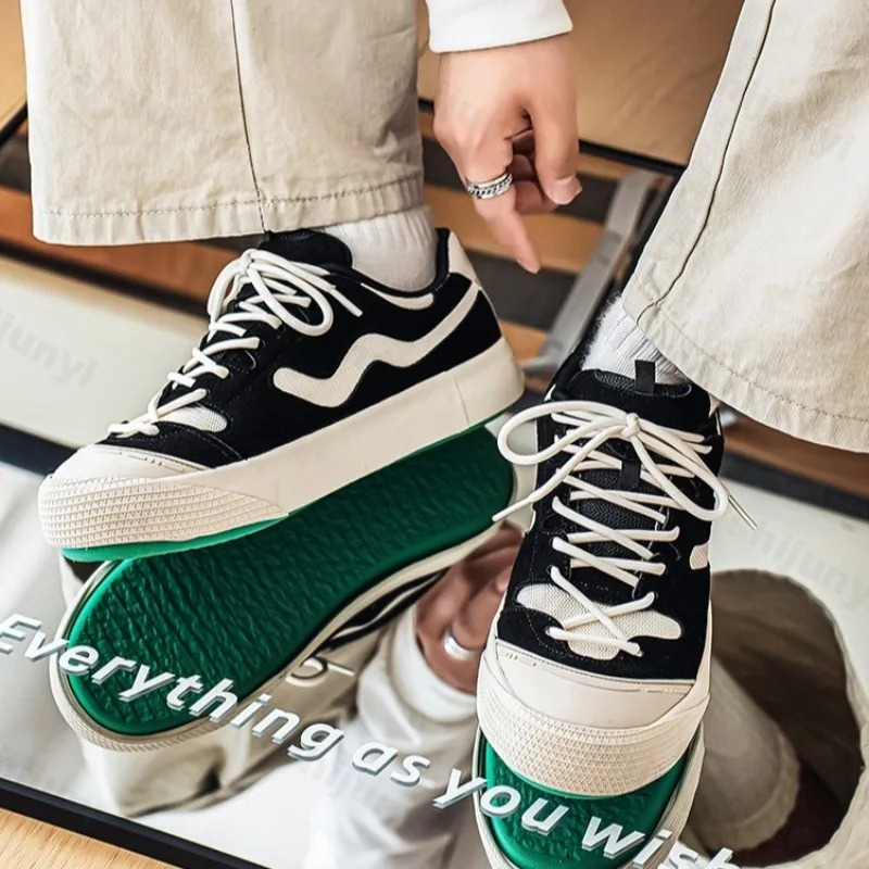 

2025 Autumn New Niche Design Men's Low Top Thick Soled Casual Canvas Shoes Fashion Trend Versatile Comfortable Platform sneakers