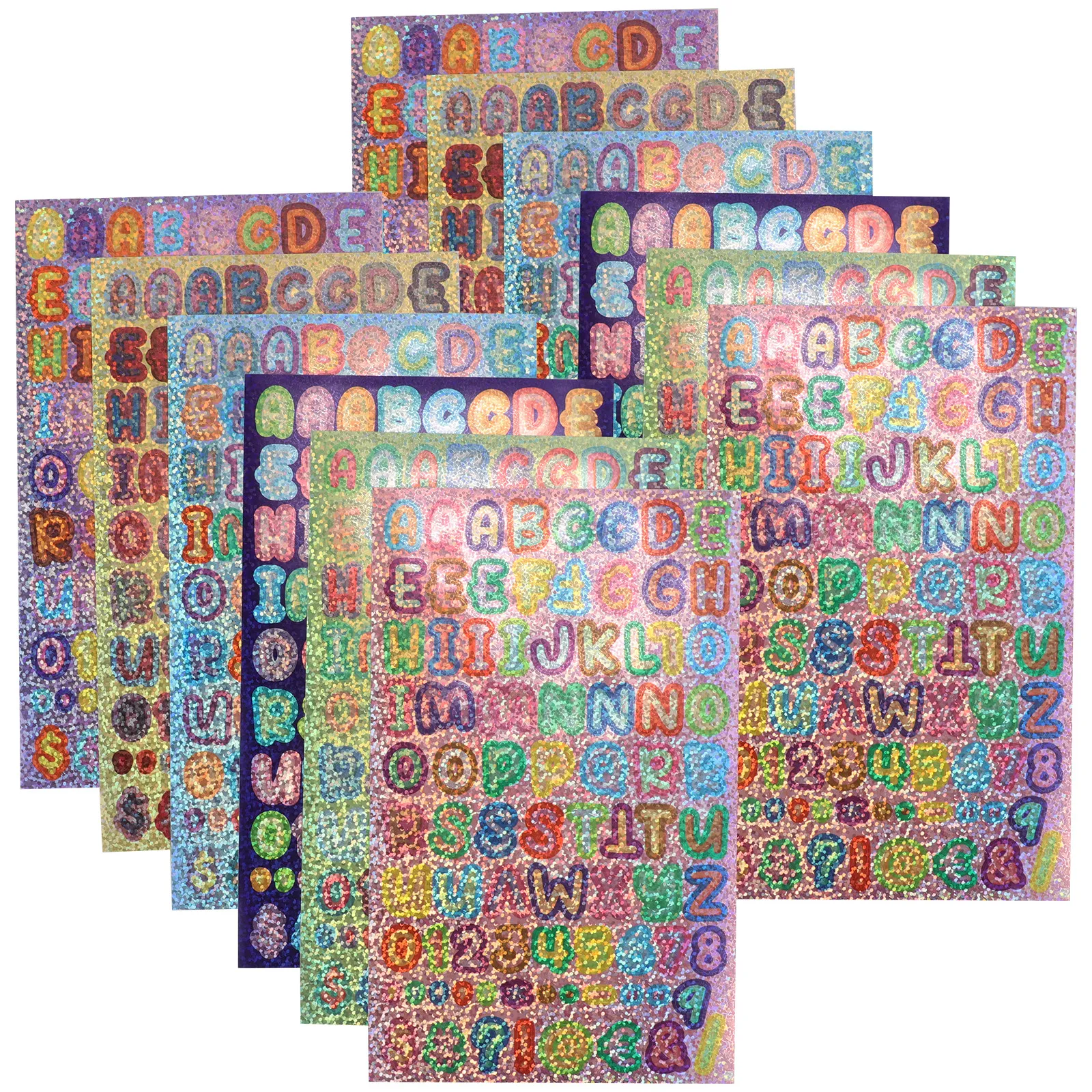 

12 Sheets Alphabet and Number Stickers Self Adhesive Plastic Paper Craft Letters for Scrapbooking Water Bottles Laptops Diaries