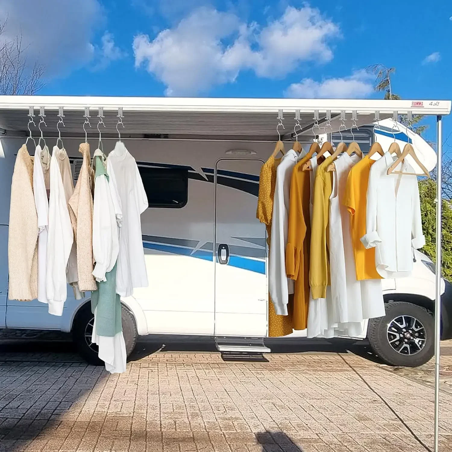 4/8 قطعة S على شكل التخييم المظلة السنانير مقاطع RV خيمة الشماعات الشماعات الخفيفة مع ثقوب لملحقات قافلة Camperb