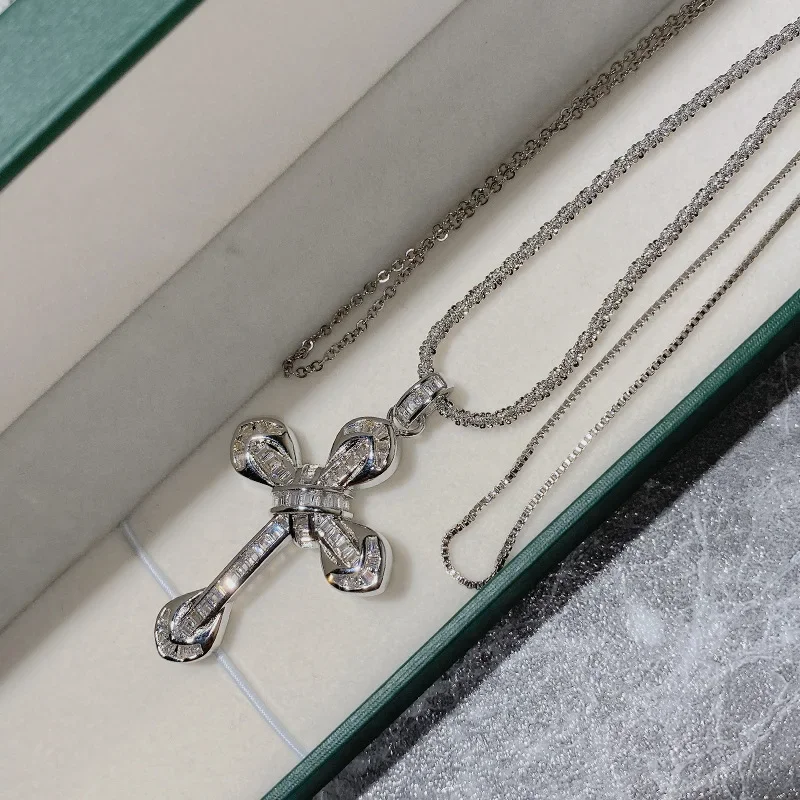 

MDLFES Муасса Бриллиантовый Стиль Классический Крест Драгоценный Камень Кулон Мужские и Женские Позолоченные МикроЦиконий Бриллианты