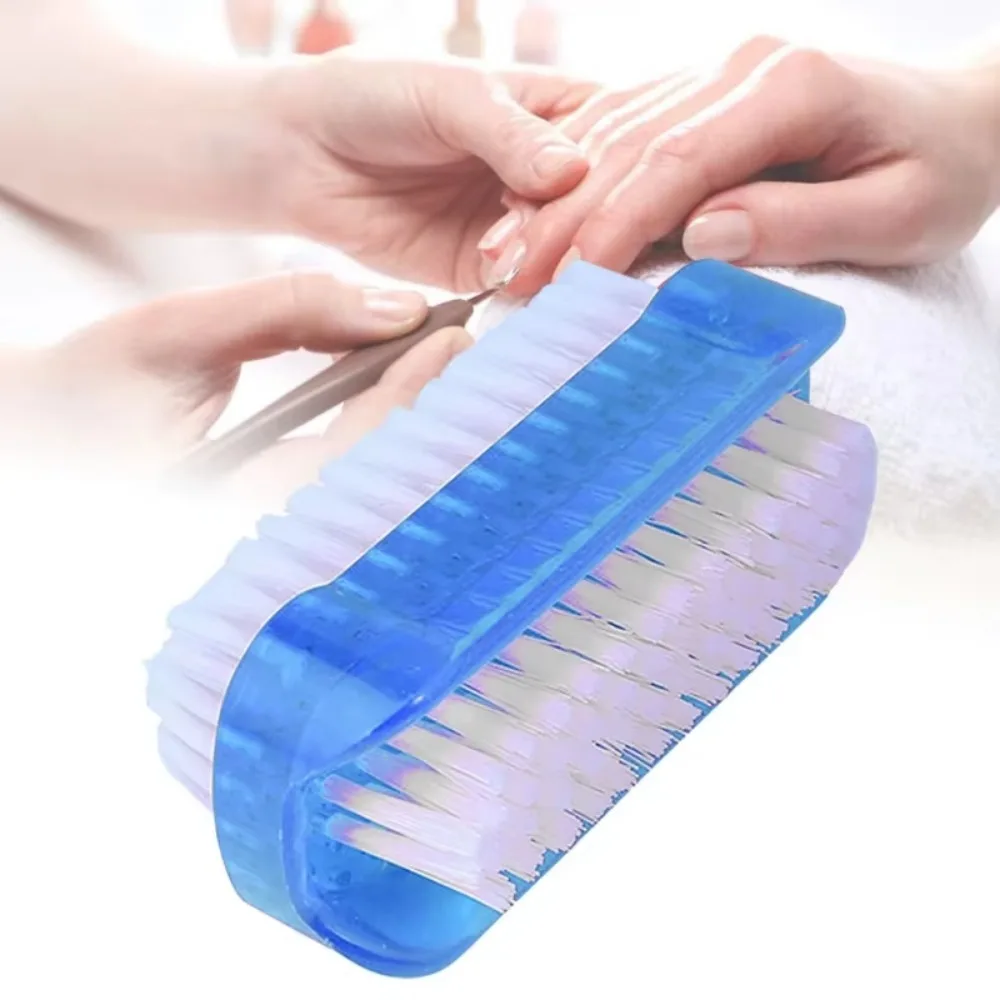 4pcs Double-Sided Nail Cleaning Brush Plastic Multifunctional Cleaning Scrubbing Brush Soft and Stiff Bristles Manicure Tool