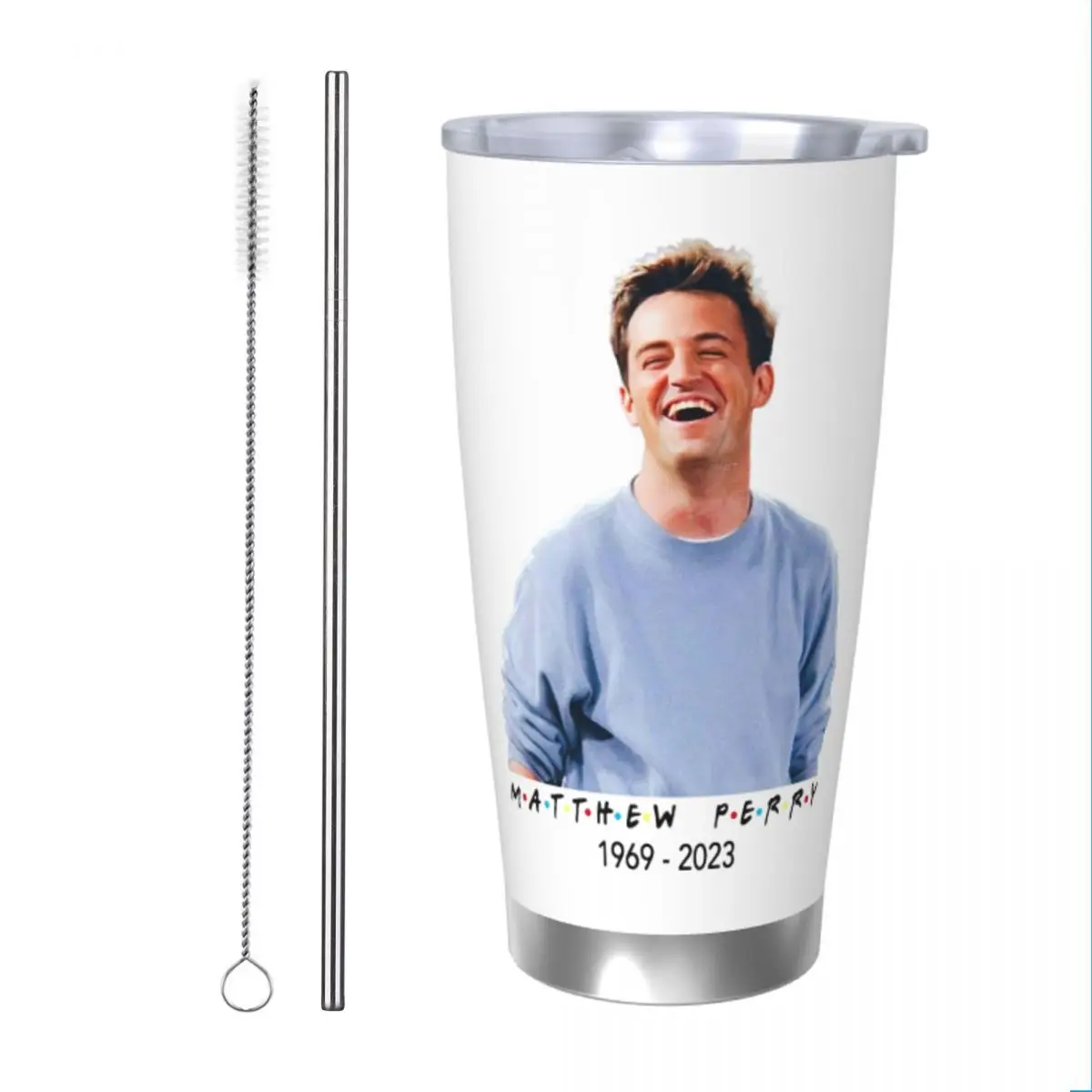 RIP Matthew Perry Insulated Tumbler Friends Chandler Bing Friends 1969-2023 Stainless Steel Mugs Double Wall Car Bottle Cup 20oz