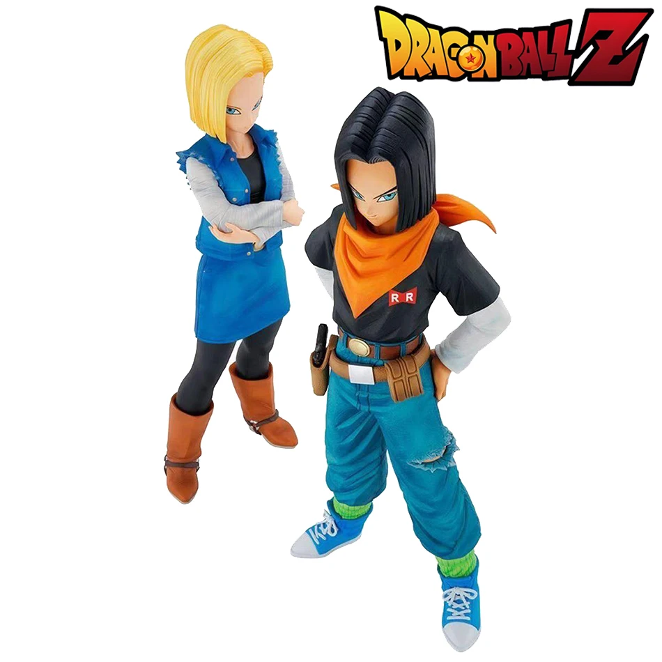 Figura de Acción de PVC de 24CM de Dragon Ball Z, Android 17 y 18, Coleccionable, Adorno de Escritorio, Decoración para el Hogar, Juguete de Anime
