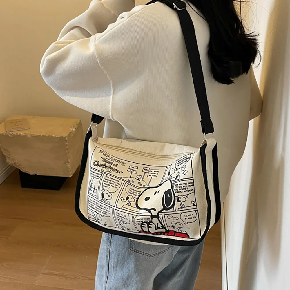 Snoopy Kawaii Anime Crossbody Bag Cartoon Shoulder Bag Casual All-match Satchel Fashion Commuter Tote Handbag Students Backpacks