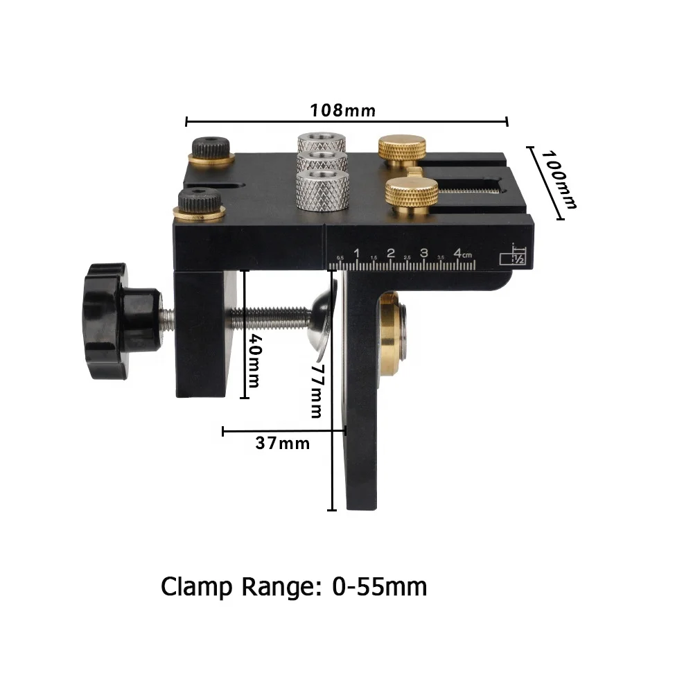 3 in 1 DIY Aluminum Pocket Hole Jig Kit Adjustable Drilling Guide Puncher Locator Positioning Clip Carpentry Tools OEM Supported