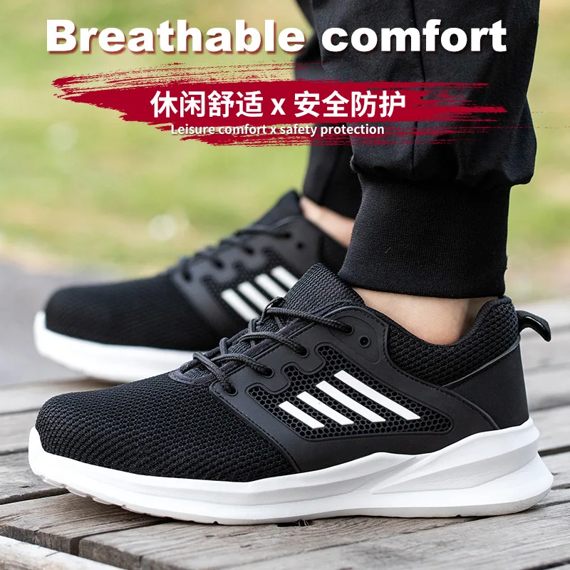 Unisex Mesh Breathable Light Safety Shoes For Men Women Indestructible Anti Smashing Casual Steel Toe Cap Security Shoes