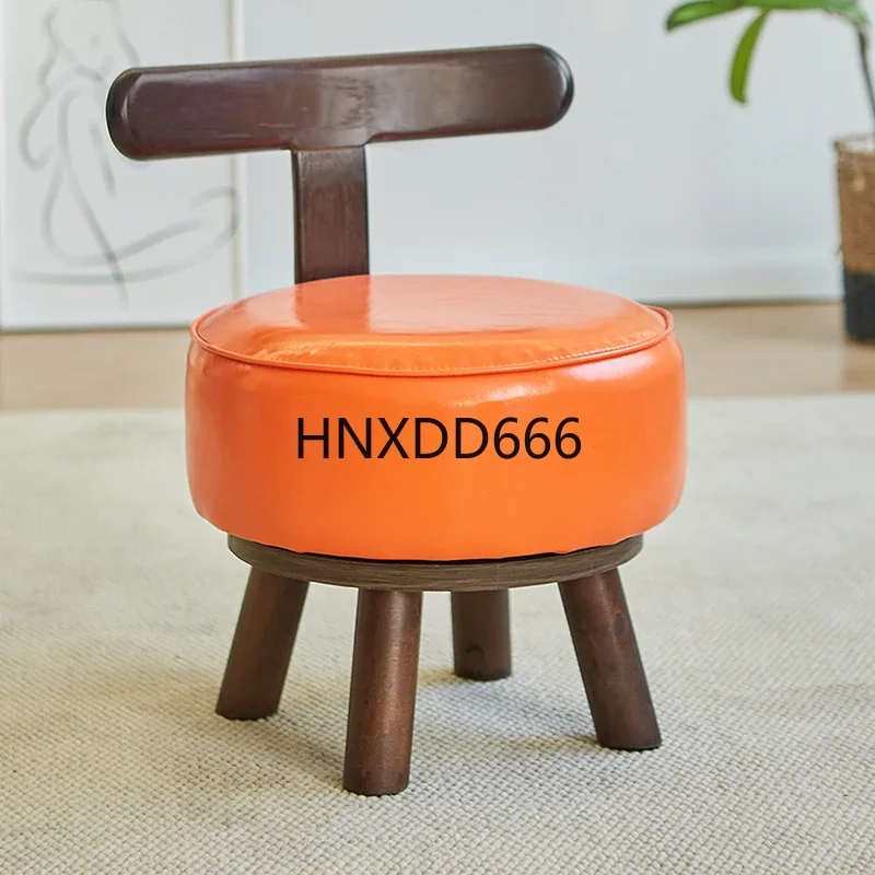 Solid wood rotating soft bag stool coffee table single shoe changing stool