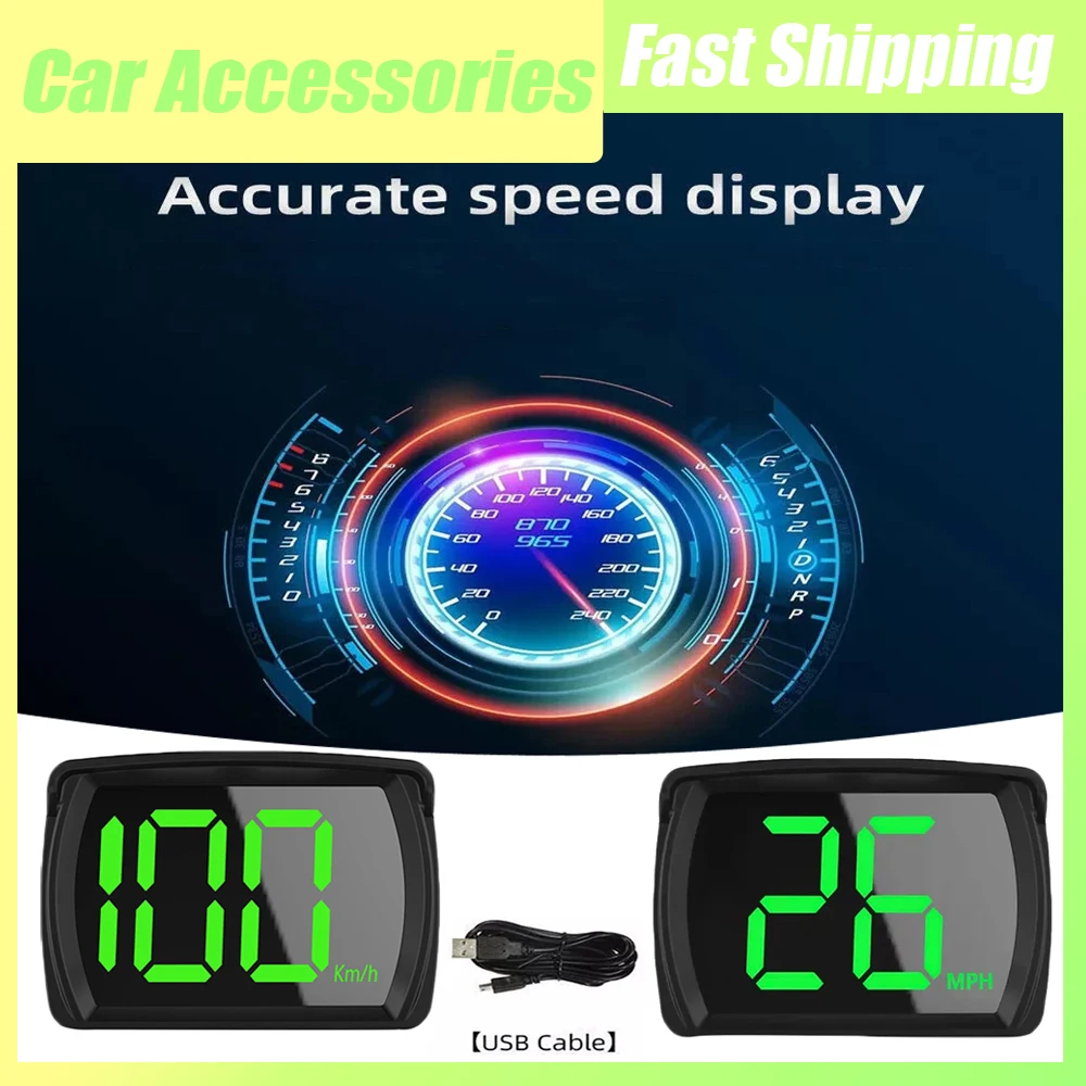 

1pc Car High Definition KMH/MPH Speed HUD Digital Display Head Up Beidou Dual Chips GPS Speedometer Auto Electronics Accessories