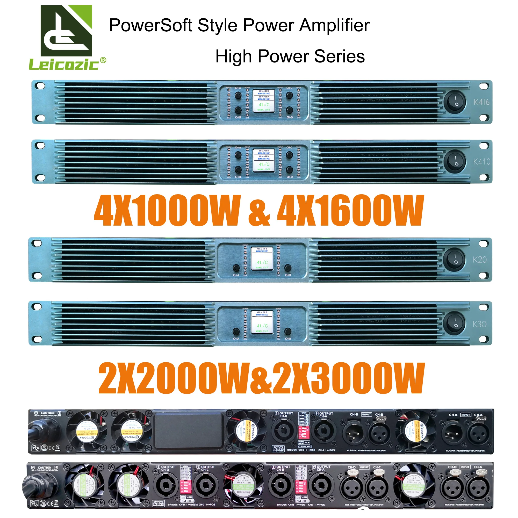 

Leicozic K30 K20 K410 K416 Digital Power Amplifier Class D Amps 90V-270V Subwoofer Line Array Audio Amplificador Profissional