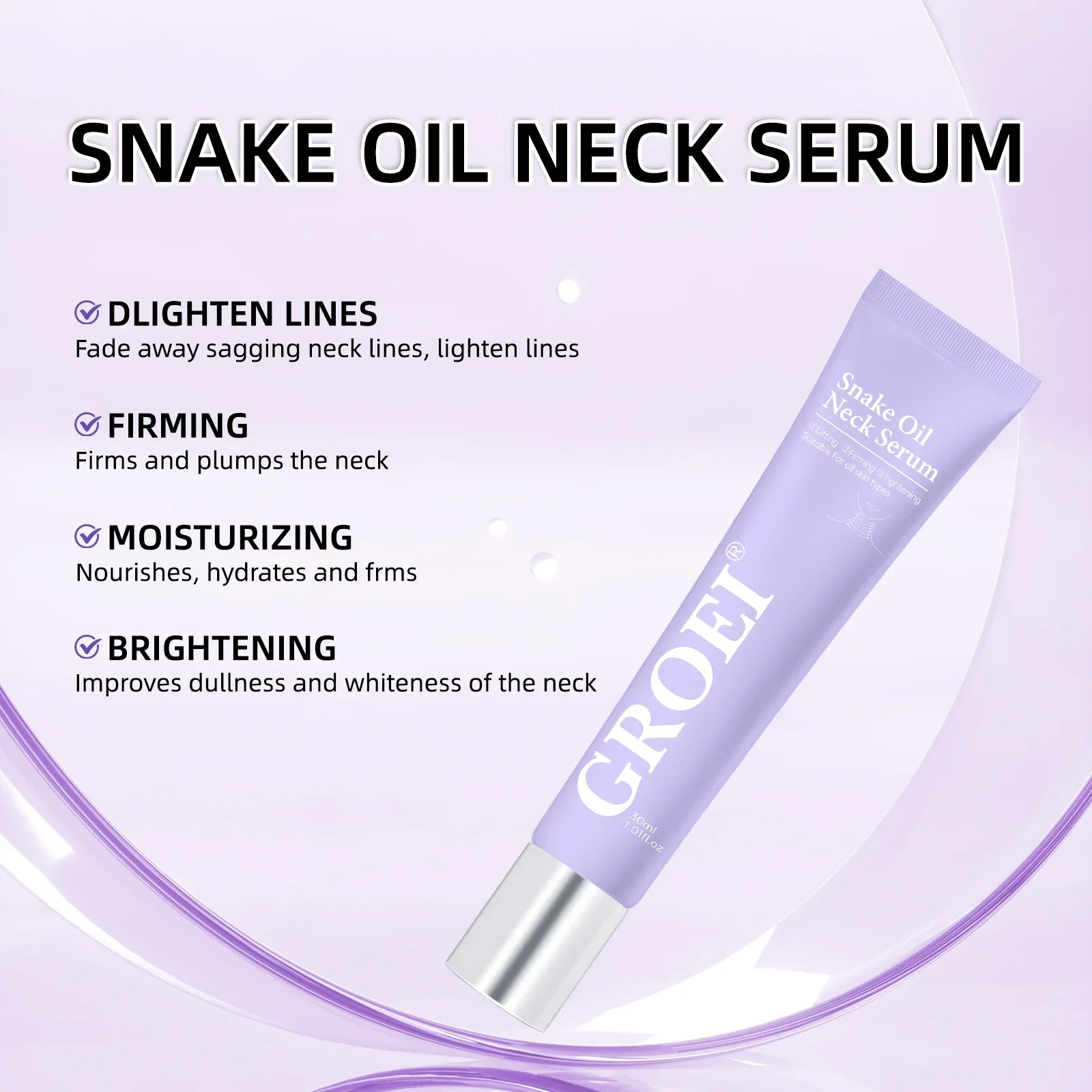 Snake Oil Neck Cream Lightens Neck Fine Lines Wrinkles Anti-aging Lifts Tightens Skin Moisturizing Nourishes Neck Cream 30ML