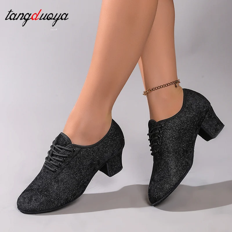 Sequin Women Dance Shoes Ballroom Latin Dance Shoes Lady Modern Tango Shoes For Boy Girl Dance Sneaker Jazz Shoes