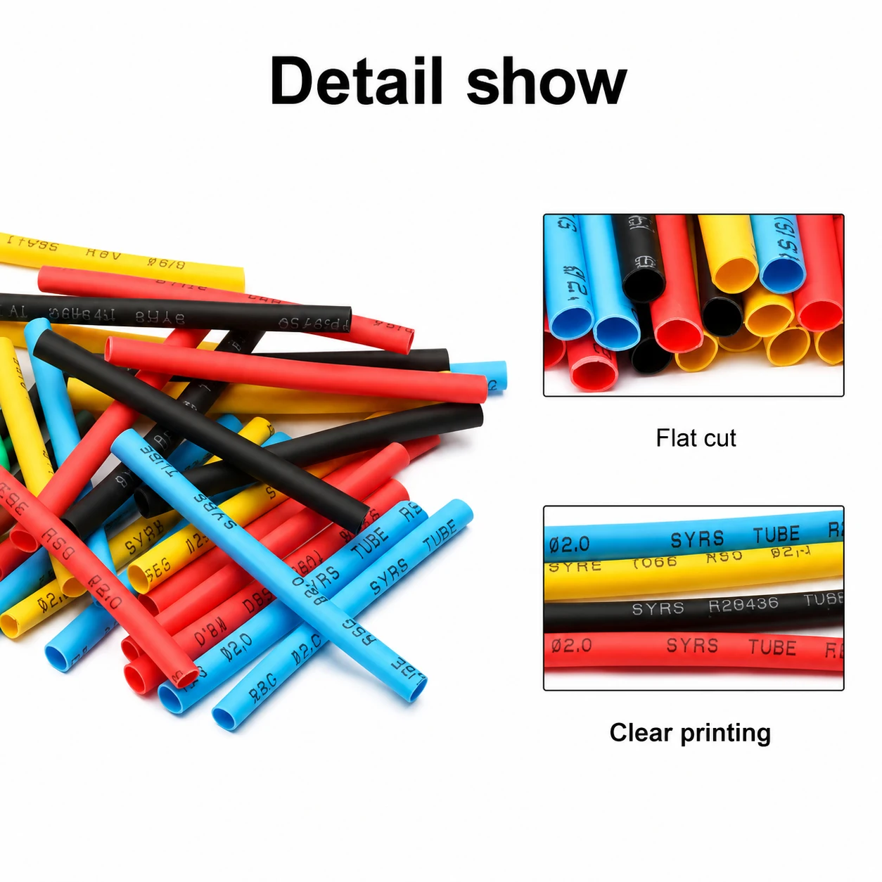100pcs Colored Heat Shrinkable Tubing, Suitable for Wires, Cables, Heat Shrink Sleeve Wrapping Kit, Inner Diameter 0.1mm-0.5mm