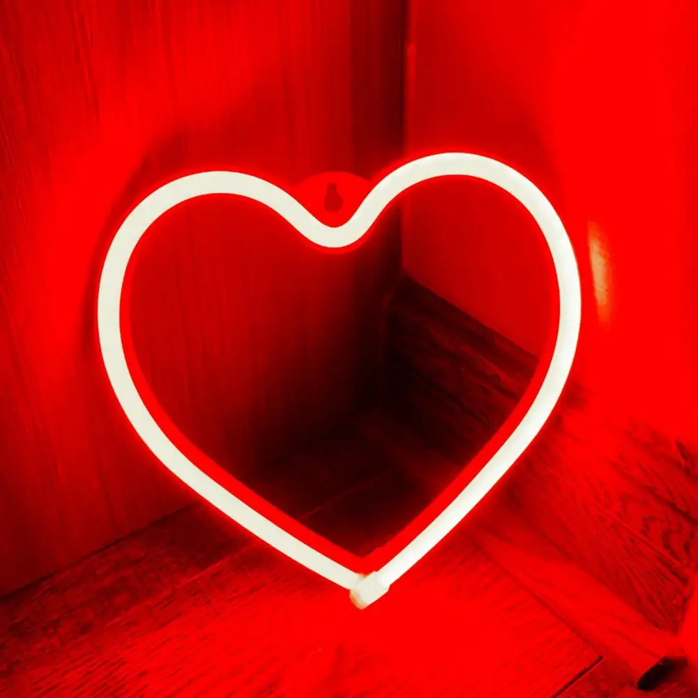 Innovative Ambient Light Compact Neon Sign Light Soft Lighting Heart Neon Sign Valentine Day Night Light  Decorative