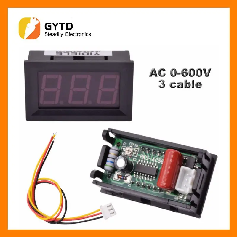 0.56 Inch DC LED Digital Voltmeter 0-100V Voltage 3 Wires Digital Ammeter Voltmeter Volt Panel Tester Meter For Motorcycle Car