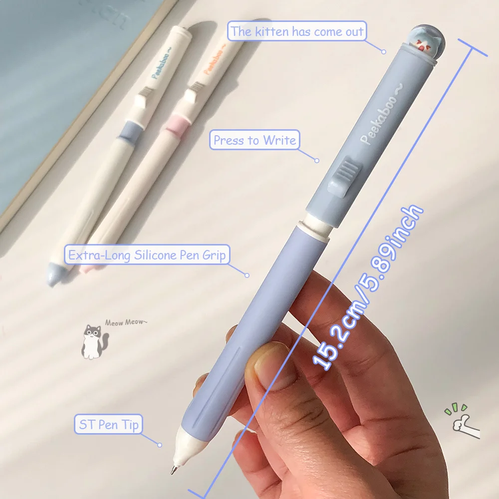 2pcs Creative Funny Animal Gel Pens Flip Cover Design Quick-Drying Pen Minimalist Style Learning & Office Pen