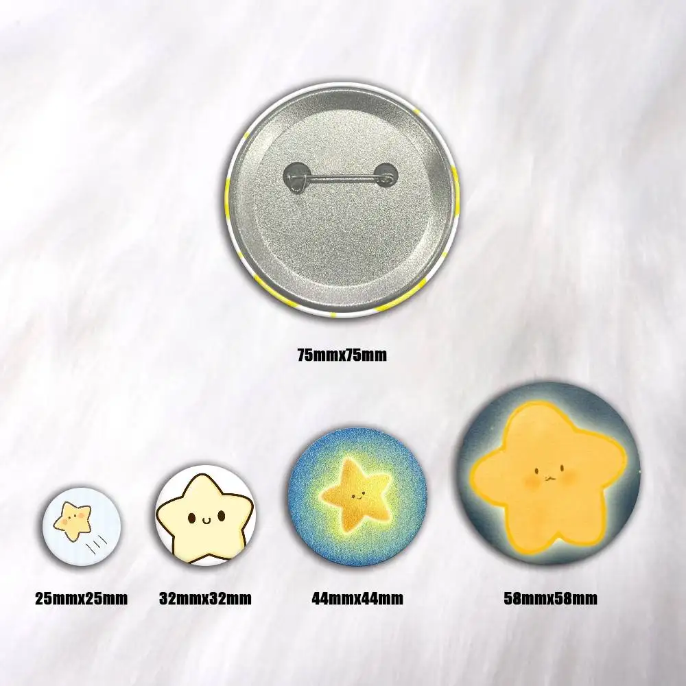 star  Cartoon Round Brooches On Backpack Jacket Acrylic Button Pins Collection Gifts