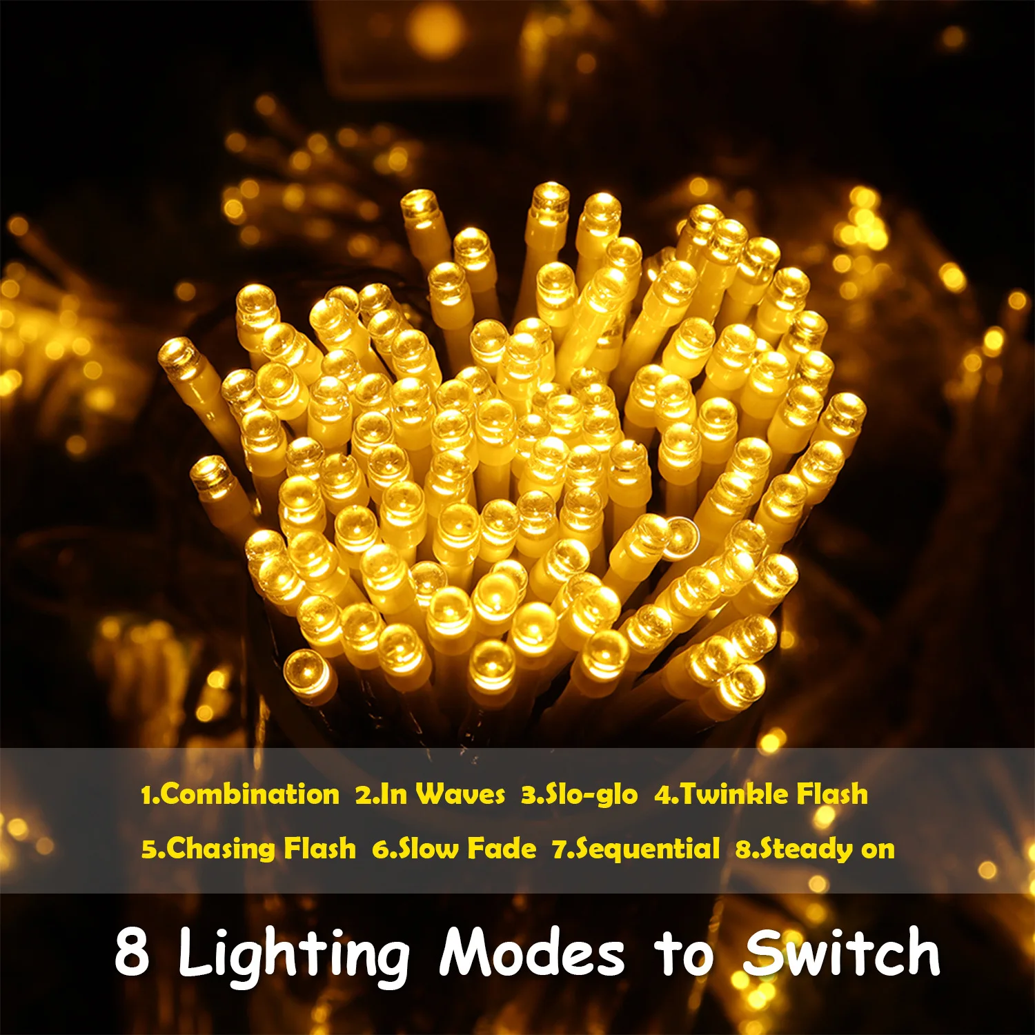 Solar LED String Lights Outdoor Garden Fairy Lights 8 Modes Lighting Solar Camping Lamp for Yard Patio Wedding Christmas Decor