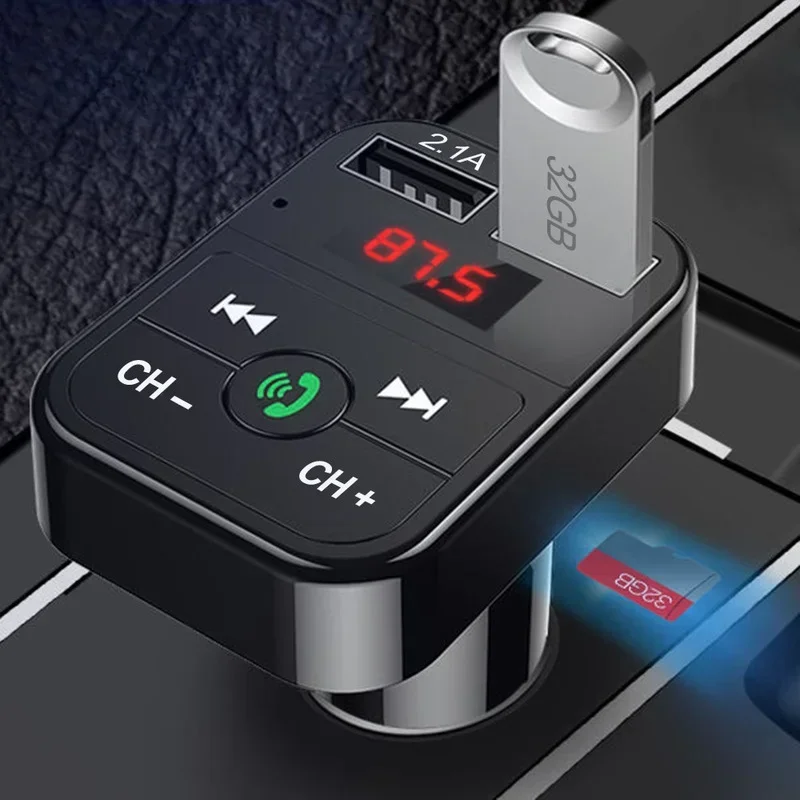 

Car Bluetooth 5.0MP3 Player FM Transmitter Wireless HandsFree Audio Receiver2.1A Dual USB Fast Charger Accessories