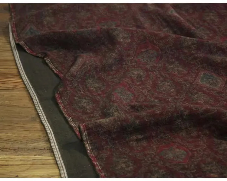 

1yard Double layer thick linen cotton fabric for clothing Retro flower printing tissu Designer cheongsam clothing fabric