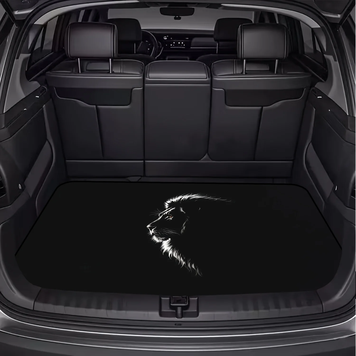 1pc, Majestic Lion Style Car Trunk Mat, Simple Line Print Pattern, Essential For Travel, Universal Fit For Various Car Models, I