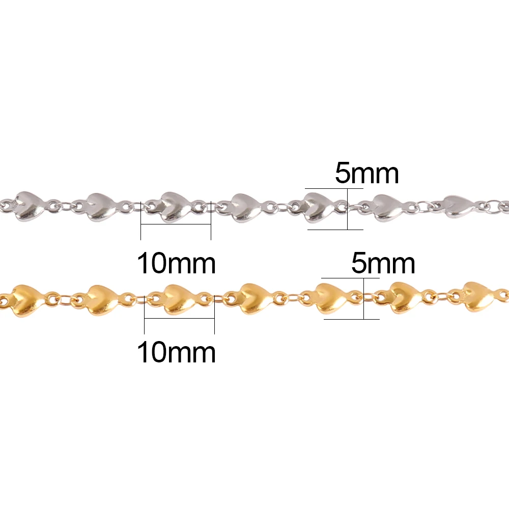 1 Meters/lot Stainless Steel Chain Necklace Bulk Heart Jewelry Chains for Jewelry Making DIY Handmade Anklet Jewelry Materials