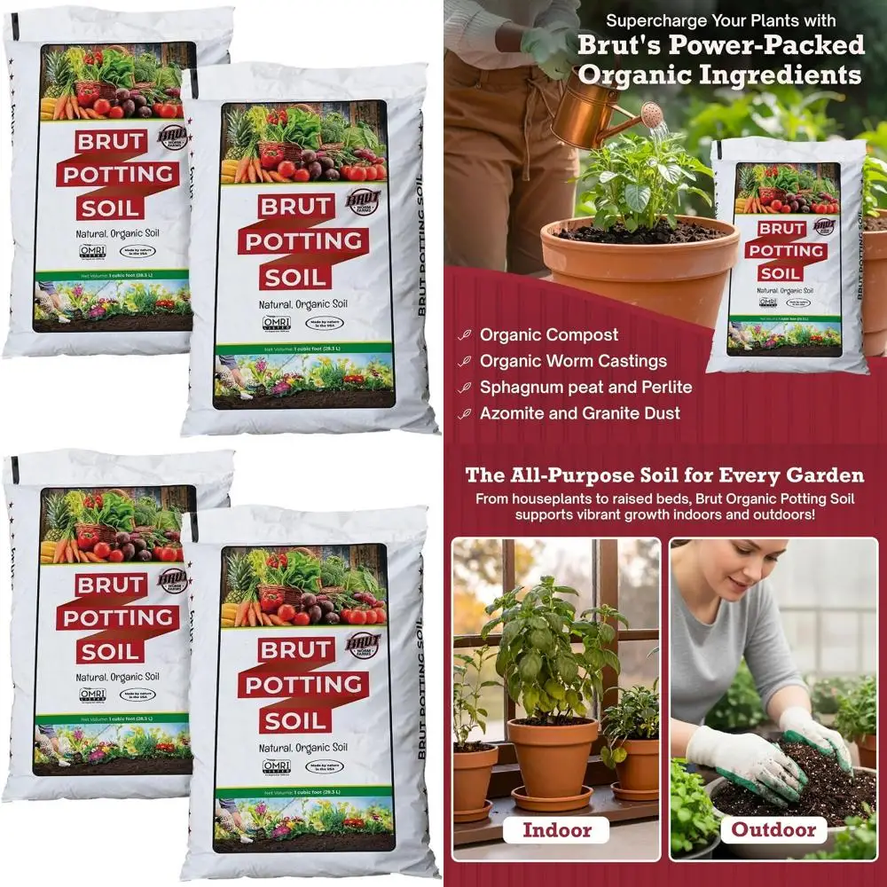 

Organic Potting Soil - 1CF, Premium Plant Soil with Worm Castings, Minerals & Perlite - Chemical-Free, Filler-Free - Perfect for