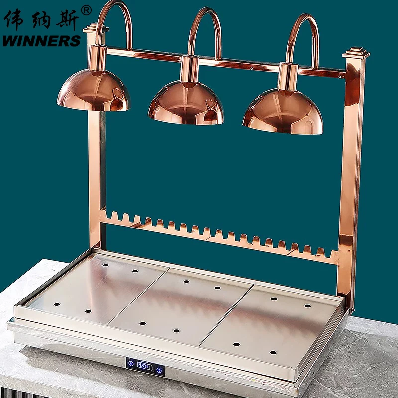 Commercial Stainless Steel Triple Head Food Heating Lamp Digital Control Electric Buffet Food Heat Tray Barbecue Warmer