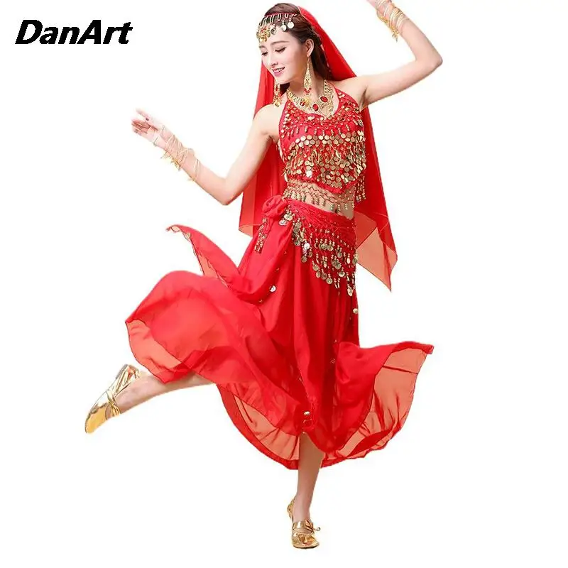 

5PCS Adult Belly Dance Stage Performance Costume Set Women Belly Practice Training Dress Oriental Indian Bollywood Dancing Wear