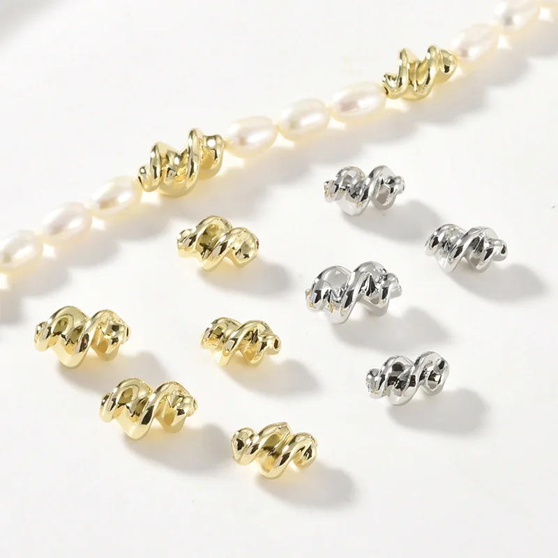 

5 штук медных позолоченных витых бусин-шнурков для изготовления браслетов, ожерелий и других украшений своими руками