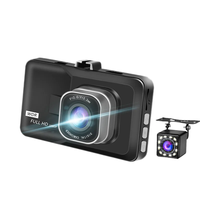 Full HD 1080P Dual Lens Dash Cam Front Rear Vehicle Black Box Car DVR Video Recorder With Night Vision Driver Recorder In Black