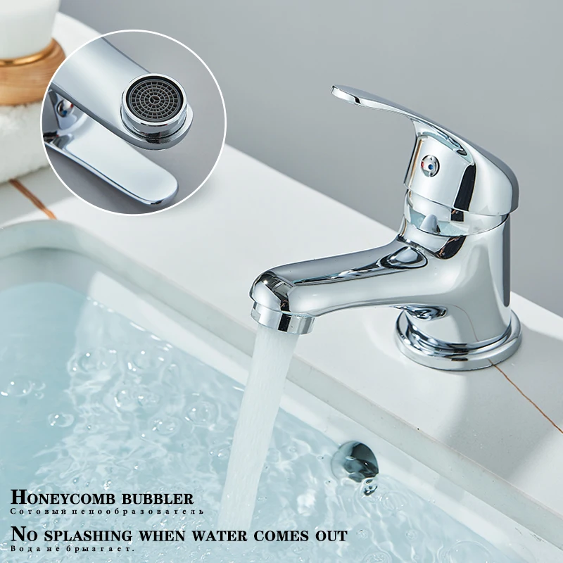 Wanmivezlo Chromed Bathroom Faucet Hot and Cold Water Basin Faucest Face Wash Tap Deck Mounted Basin Mixer Water Taps