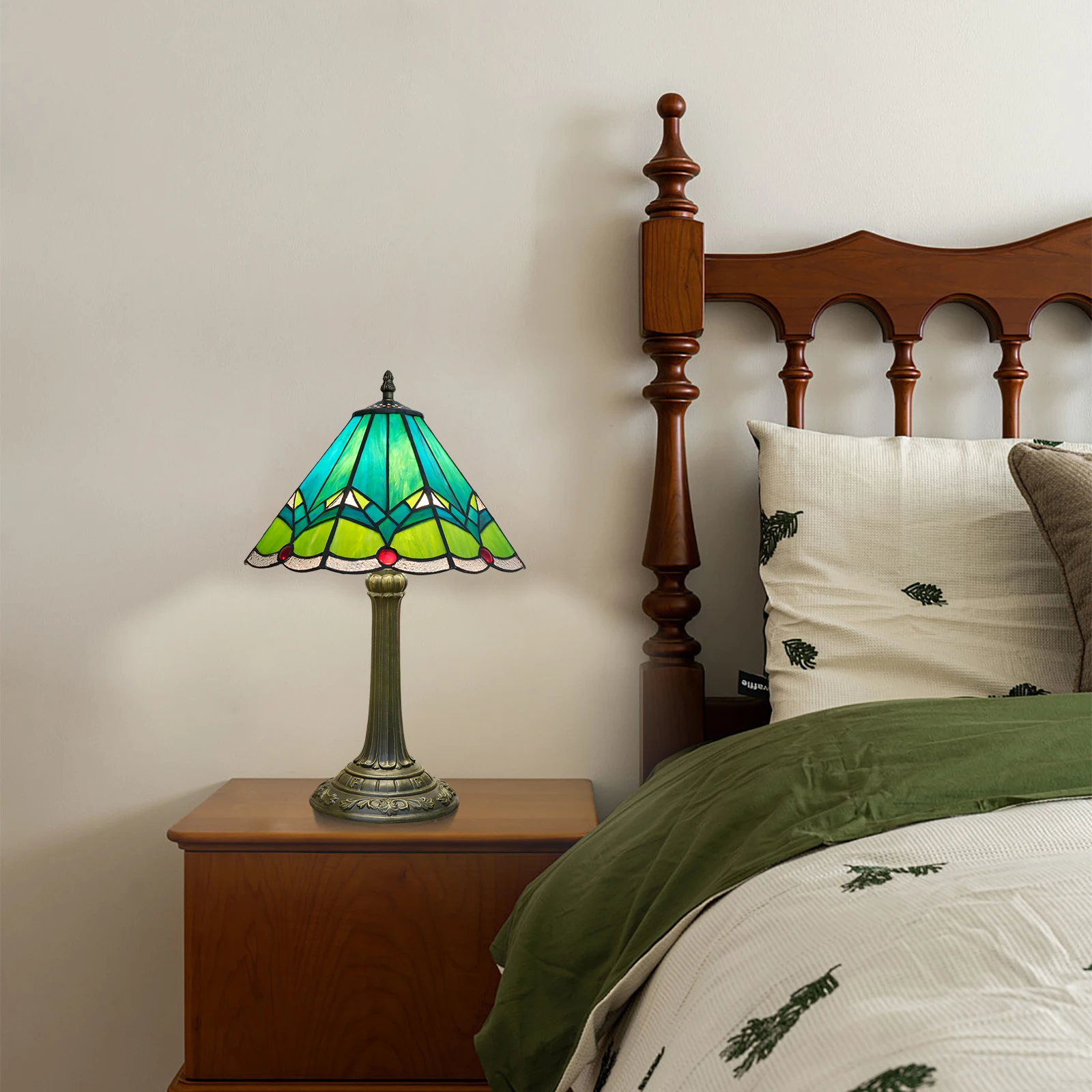 

Modern Stained Glass lamp 12 Inches Bedside Table Lamp for Living Room Bedroom Dorm Kitchen Home Decor Festival Birthday Gift