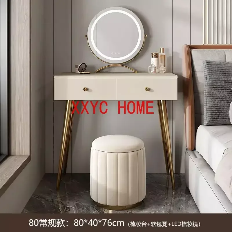 Modern White Minimalist Dressing Table LED Mirror Dressing Table Multi-functional Integrated Muebles De Dormitorio Makeup Table