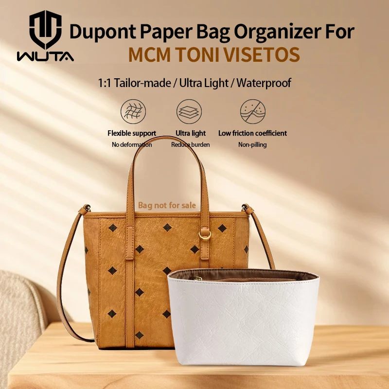 WUTA Inner Bag Insert Organizer Dupont Paper Storage Durable Bag Liner Support Shaper for MCM Toni Tote Bag Handbag Organizer